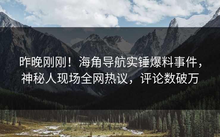昨晚刚刚！海角导航实锤爆料事件，神秘人现场全网热议，评论数破万