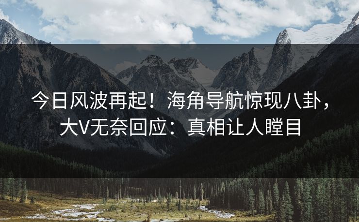 今日风波再起！海角导航惊现八卦，大V无奈回应：真相让人瞠目