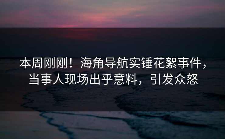 本周刚刚！海角导航实锤花絮事件，当事人现场出乎意料，引发众怒