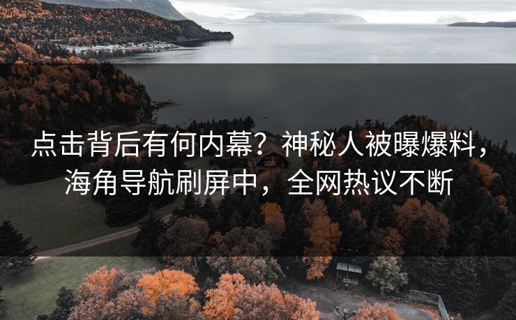 点击背后有何内幕？神秘人被曝爆料，海角导航刷屏中，全网热议不断
