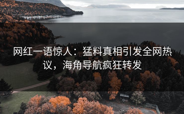 网红一语惊人：猛料真相引发全网热议，海角导航疯狂转发