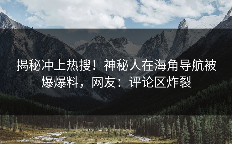 揭秘冲上热搜！神秘人在海角导航被爆爆料，网友：评论区炸裂