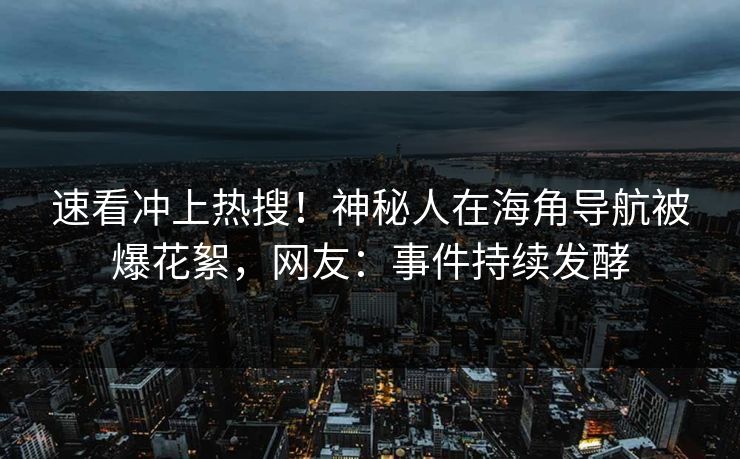 速看冲上热搜！神秘人在海角导航被爆花絮，网友：事件持续发酵