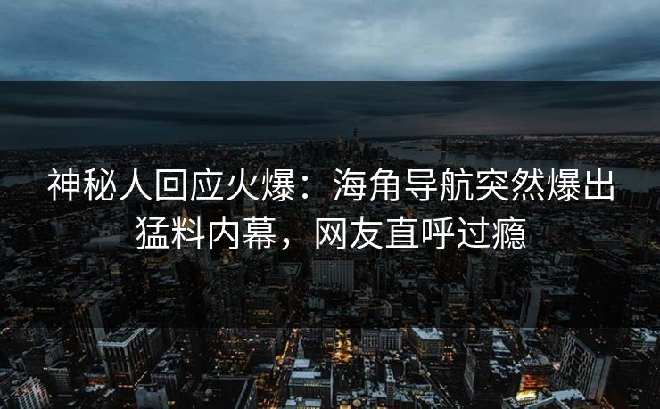 神秘人回应火爆：海角导航突然爆出猛料内幕，网友直呼过瘾